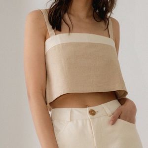 Harly Jae Natural Linen Crop Top XS
